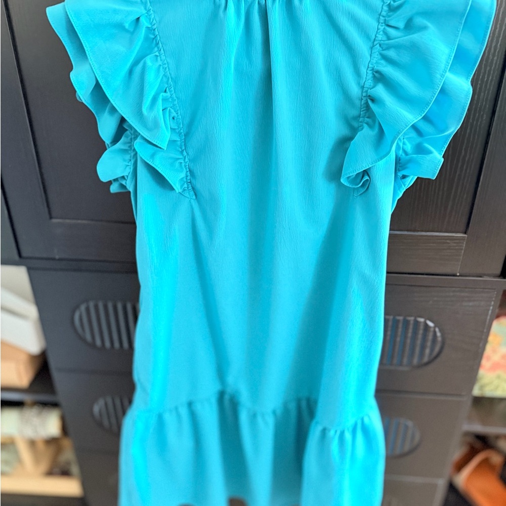 Vibrant Blueish Ruffle Dress - Picture 2 of 2